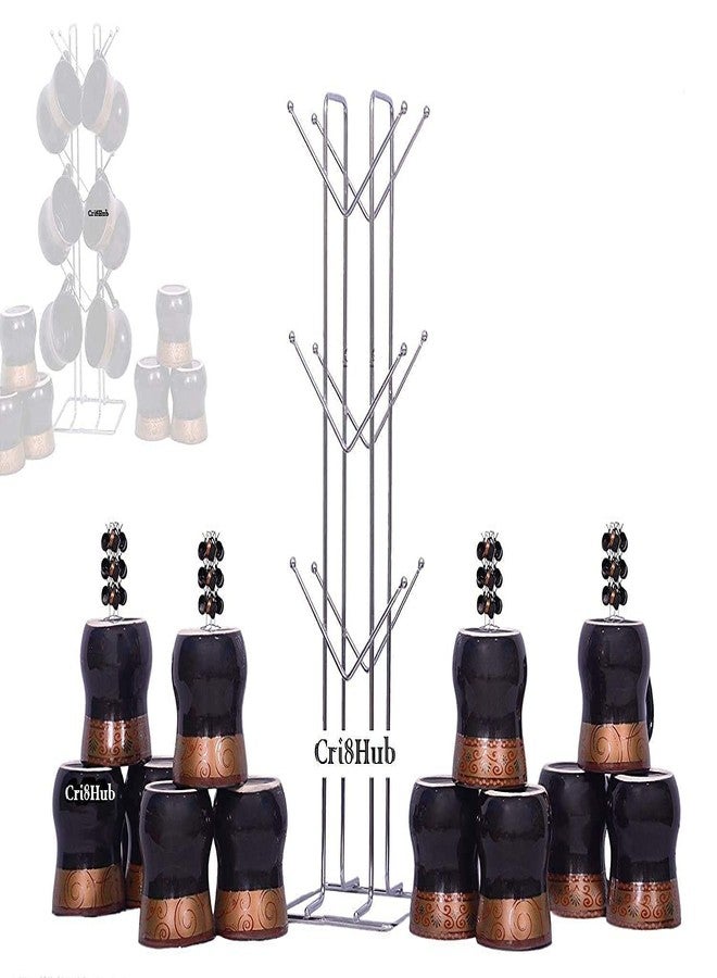 Cri8Hub 2 Pcs Metal 2 Tier Kitchen Rack with Cup Stand for Kitchen, Counter Top Organizer, Dinning Tabel Cup Stand, Organizer Holder, Storage Stand, Multipurpose Cuntertop Rack (Black) - Image 3